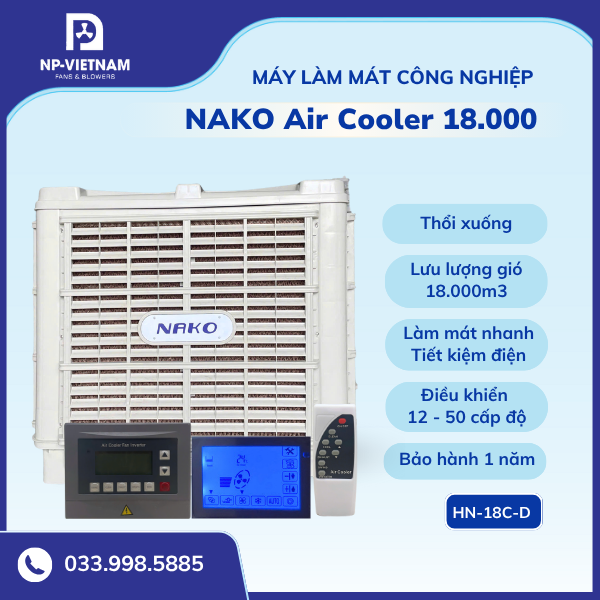 Máy làm mát công nghiệp NAKO Air Cooler 18000 thổi xuống