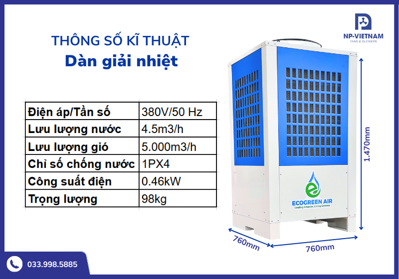 Thông số kĩ thuật dàn giải nhiệt