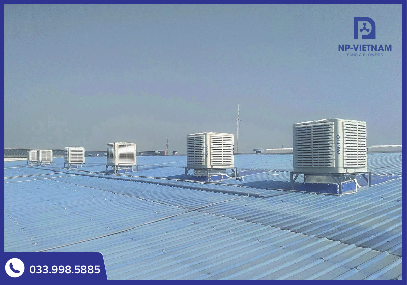 Máy làm mát không khí công nghiệp NAKO 40000 được sử dụng trong nhiều nhà máy