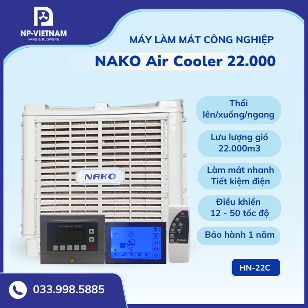 Máy làm mát công nghiệp NAKO Air Cooler 22.000 thổi lên/xuống/ngang