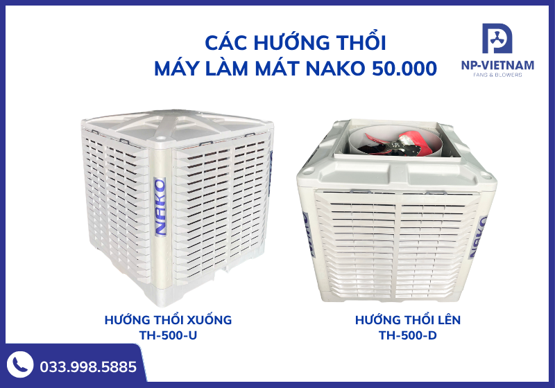 Các hướng thổi của máy làm mát model TH-500