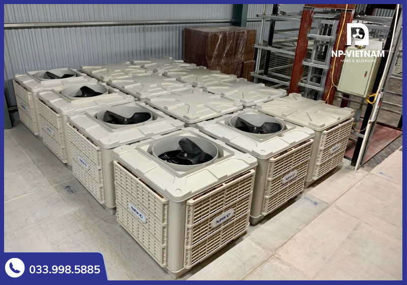 Kho hàng máy làm mát công nghiệp air cooler 18000 của NP Việt Nam luôn sẵn hàng