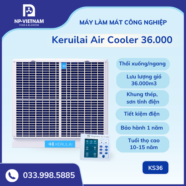 Máy làm mát KERUILAI KS36 thổi xuống/ngang