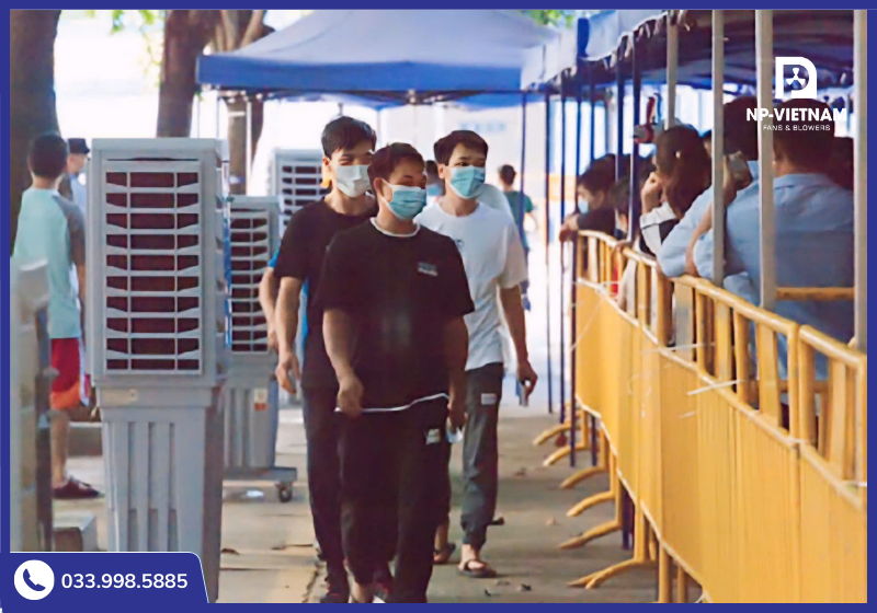 Quạt hơi nước Air Cooler Keruilai được lắp đặt sử dụng tại khu vực công cộng