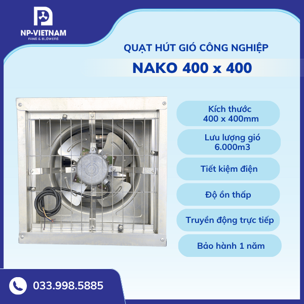 Quạt hút công nghiệp vuông 400x400 NAKO