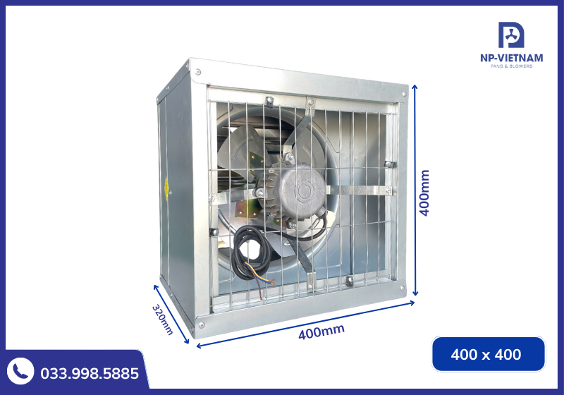 Thông số kích thước chi tiết quạt hút vuông 400x400