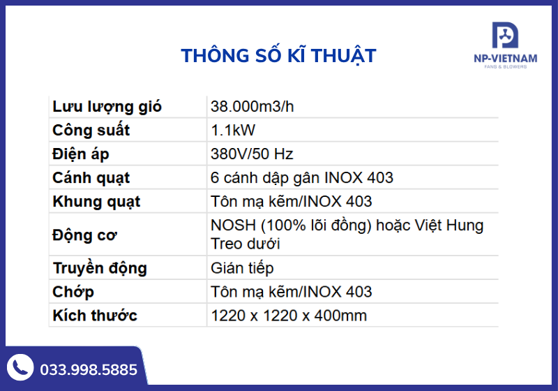 Bảng thông số kĩ thuật chi tiết của sản phẩm