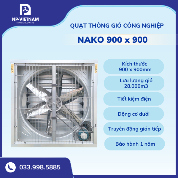 Quạt thông gió công nghiệp vuông NAKO 900x900