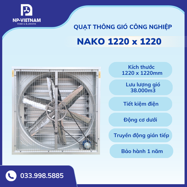 Quạt thông gió công nghiệp vuông NAKO 1220x1220