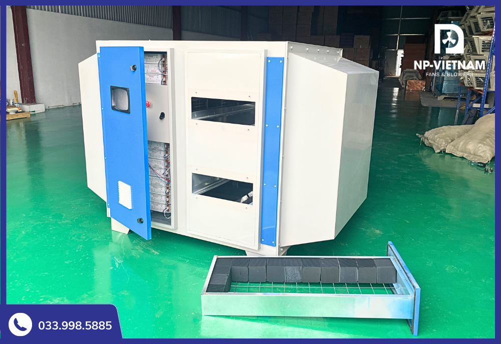 Than hoạt tính được sử dụng trong tháp xử lý khí thải